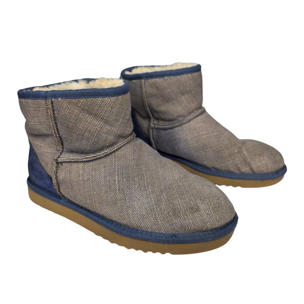 UGG AUSTRALIA RARE CLASSIC MINI 5856 "2013" – WOMEN’S SIZE 7 – TAN/BLUE TRIM